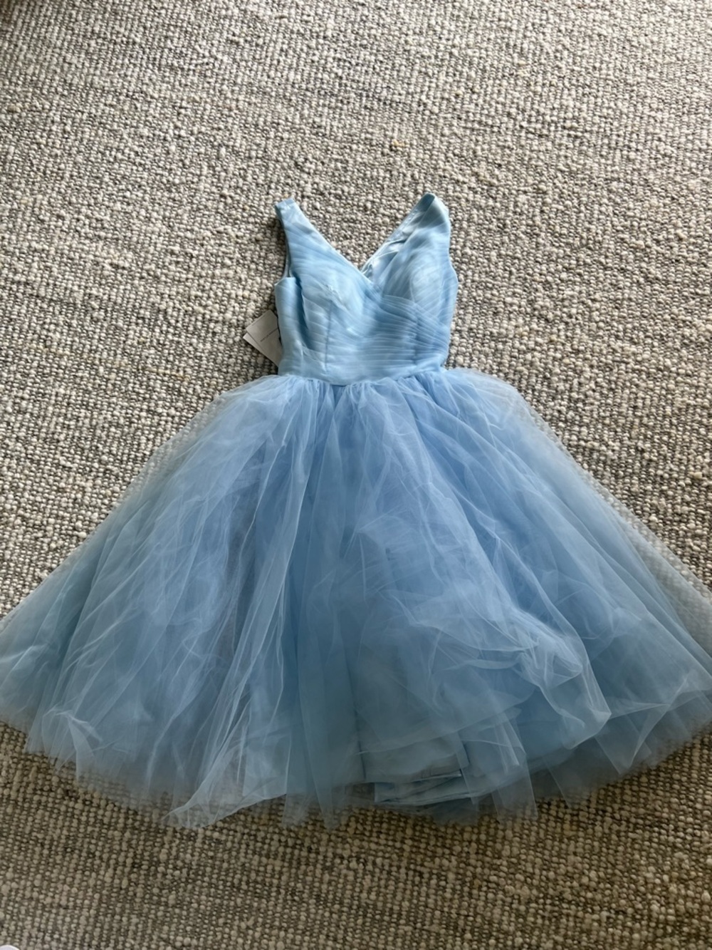 Light Blue Tulle V-Neck Party Dress